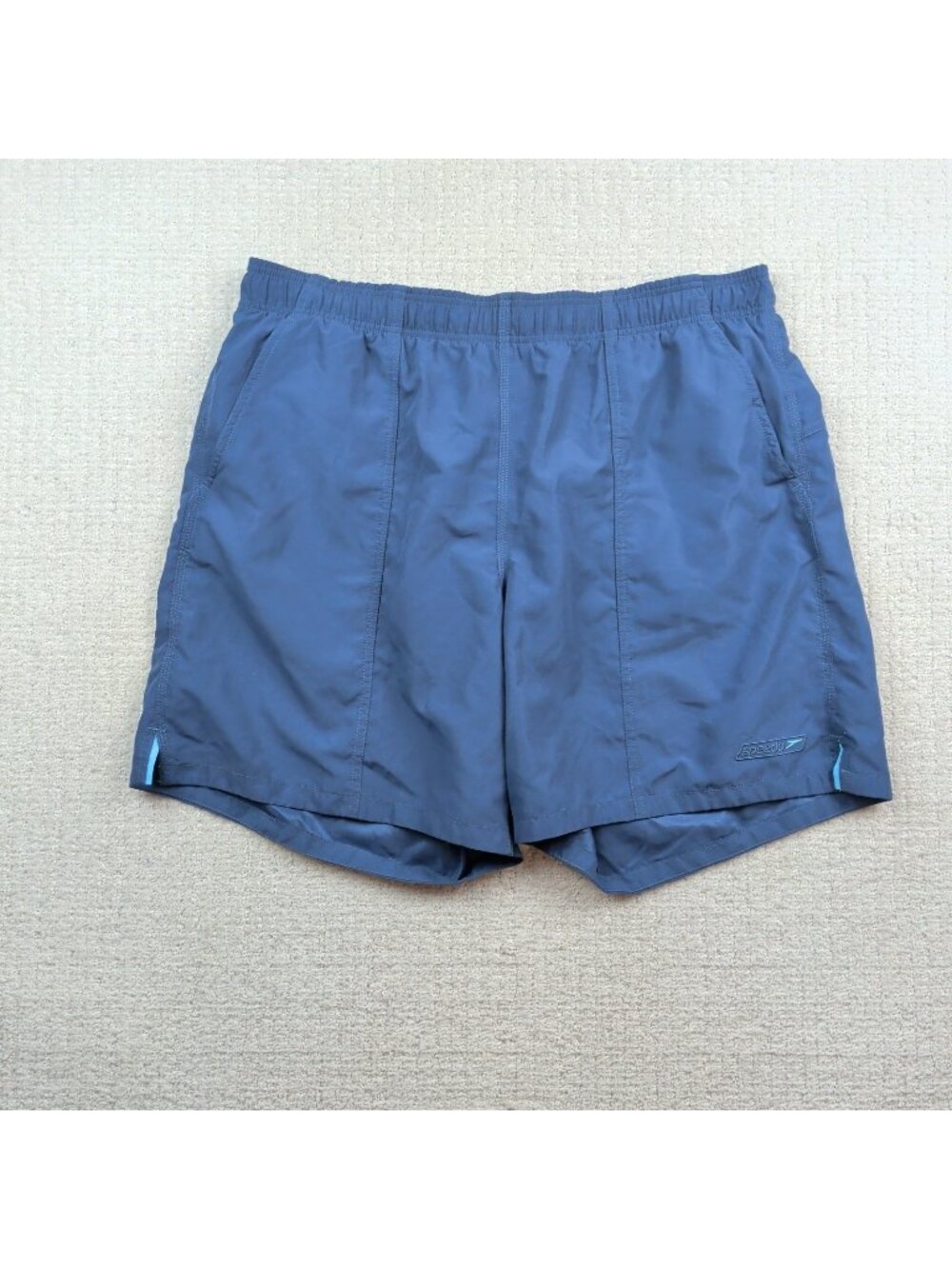 Y2K Speedo Swim Trunks Mens Size XL Dark Blue Nylon Mesh Lined Swimwear Logo